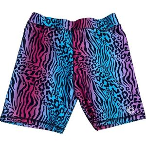 Girls size 14 Proplayer multicolor, animal print biker shorts